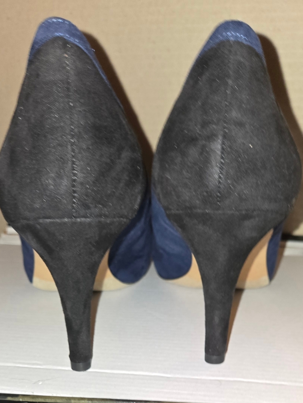BNIB Kelly & Katie Vivian Black Navy Blue Layered High Heel Shoes Sz 10 M - Picture 4 of 7